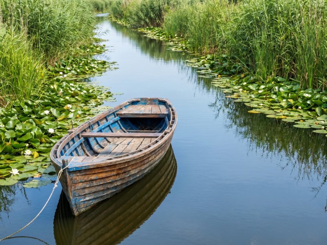 Barcă pentru excursii pe canalele Deltei Dunării